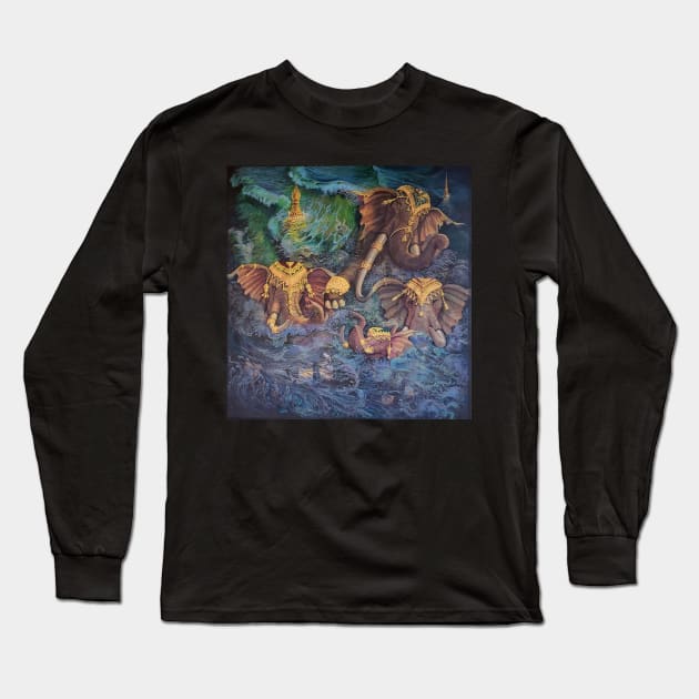 Drowning Elephants Long Sleeve T-Shirt by Temple of Being